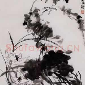1962年 许麟庐《观荷图》国画花鸟写意作品图片鉴赏