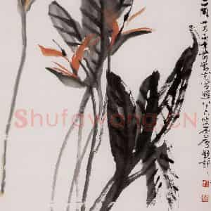 1972年 许麟庐《鹤望兰》国画花鸟写意作品图片鉴赏