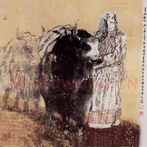 2000年 杜滋龄《雪域藏女》国画人物作品图片鉴赏