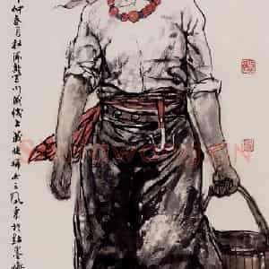 2000年 杜滋龄《雪域高原的风》国画人物作品图片鉴赏
