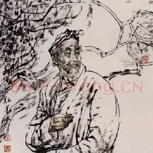 2000年 杜滋龄《陕北老汉》国画人物作品图片鉴赏