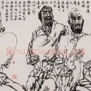 2000年 杜滋龄《打起手鼓唱起歌》国画人物作品图片鉴赏