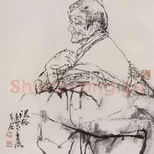 1983年 杜滋龄《青藏高原老人》国画人物作品图片鉴赏