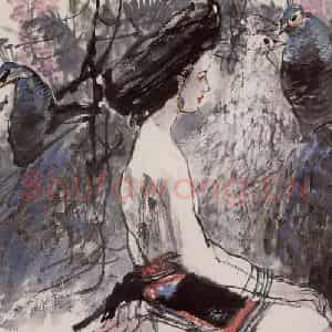 2001年 杜滋龄《孔雀姑娘》国画综合作品图片鉴赏