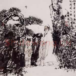 2001年 杜滋龄《陶渊明小像》国画人物作品图片鉴赏