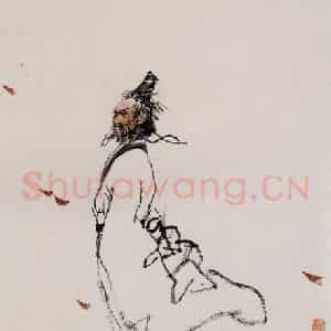 1984年 杜滋龄《屈原小像》国画人物作品图片鉴赏