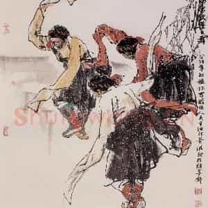 1987年 杜滋龄《高原欢乐之舞》国画人物作品图片鉴赏