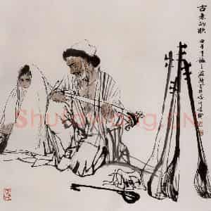 1990年 杜滋龄《古老的歌》国画人物作品图片鉴赏