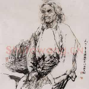 1991年 杜滋龄《太行山老奶奶》国画人物作品图片鉴赏