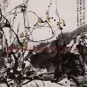 1991年 杜滋龄《陆游诗意图》国画人物作品图片鉴赏