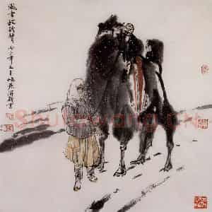 1996年 杜滋龄《风雪驼铃声》国画综合作品图片鉴赏