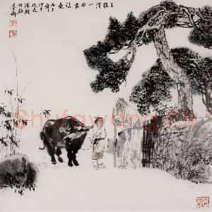 1996年 杜滋龄《王维诗意图》国画人物作品图片鉴赏