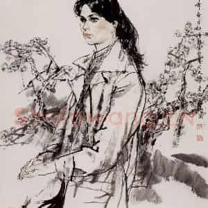 1999年 杜滋龄《岭南姑娘》国画人物作品图片鉴赏