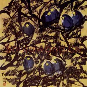 2003年 隋易夫《栖夕阳》国画花鸟作品图片鉴赏