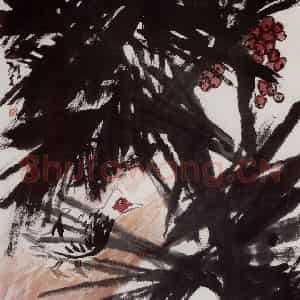 2004年 隋易夫《棕榈水禽》国画花鸟作品图片鉴赏