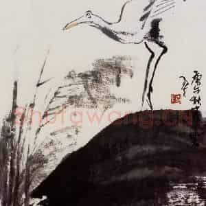 1990年 隋易夫《水鸟》国画花鸟作品图片鉴赏
