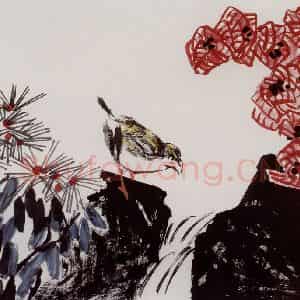 2004年 隋易夫《流泉叮咚响》国画花鸟作品图片鉴赏
