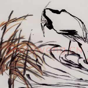 2001年 隋易夫《涉水》国画花鸟作品图片鉴赏