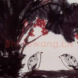 2001年 隋易夫《铁树双鸟》国画花鸟作品图片鉴赏