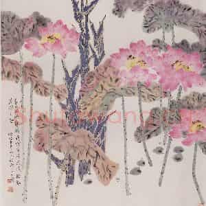 1996年 郭怡孮《舟移花远》国画花鸟作品图片鉴赏
