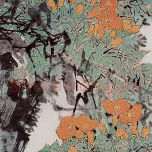 1999年 郭怡孮《映日展金杯》国画花鸟作品图片鉴赏