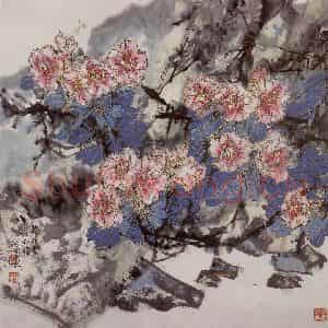 80年代 郭怡孮《青山处处红杜鹃》国画花鸟作品图片鉴赏