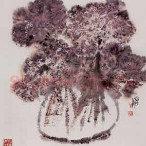 1988年 郭怡孮《鸡冠花》国画花鸟作品图片鉴赏