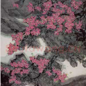 1992年 郭怡孮《幽涧过雨图》国画花鸟作品图片鉴赏