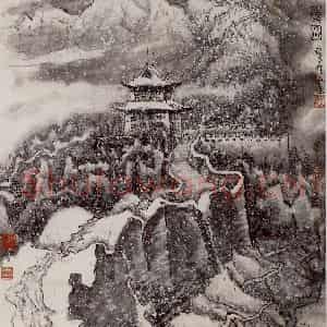 1981年 李宝林《关山小雪》国画山水作品图片鉴赏
