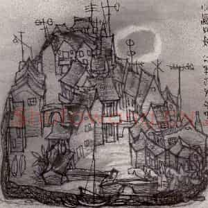1983年 李宝林《小岛之夜》国画山水作品图片鉴赏