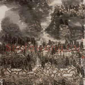 2004年 李宝林《高山村寨》国画山水作品图片鉴赏