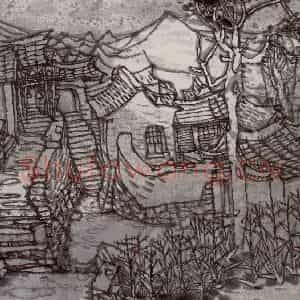 1986年 李宝林《燕山村居》国画山水作品图片鉴赏