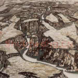 1988年 李宝林《黄土高坡》国画山水作品图片鉴赏