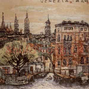 1994年 李宝林《威尼斯一角》国画山水作品图片鉴赏