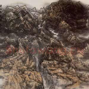 1996年 李宝林《万仞青峰图》国画山水作品图片鉴赏