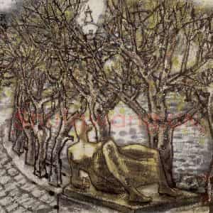 2001年 李宝林《亨利·摩尔在北京》国画山水作品图片鉴赏