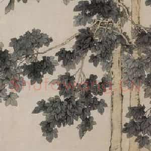 近现代 陈少梅《桐荫仕女》国画综合作品图片鉴赏