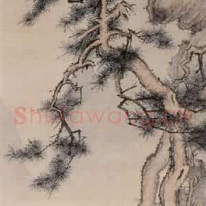 近现代 陈少梅《松下问童子》国画综合作品图片鉴赏