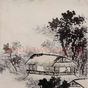 近现代 陈少梅《山窗读易》国画综合作品图片鉴赏