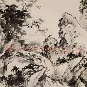 近现代 陈少梅《秋涧激流》国画山水作品图片鉴赏