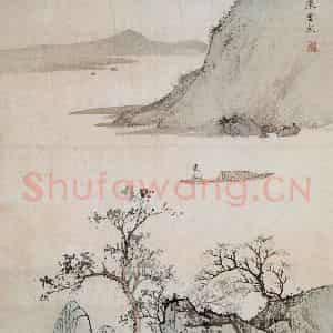 近现代 陈少梅《春江泛舟》国画山水作品图片鉴赏