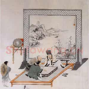 近现代 陈少梅《对弈图》国画综合作品图片鉴赏