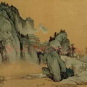 近现代 陈少梅《青绿山水》国画山水作品图片鉴赏