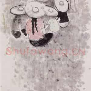 1963年 石鲁《雨中所见》国画人物写意作品图片鉴赏