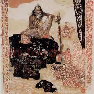 1974年 石鲁《印度神王》国画人物写意作品图片鉴赏