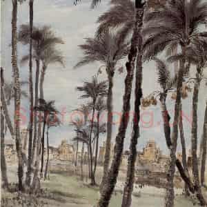 1956年 石鲁《埃及风景》国画山水写意作品图片鉴赏
