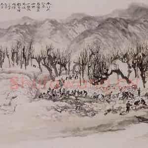 1957年 石鲁《冬引丹江水》国画山水写意作品图片鉴赏