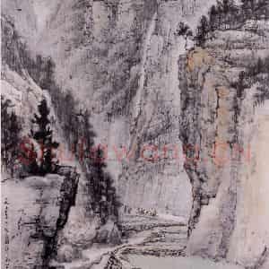 1957年 石鲁《商洛龙王庙》国画山水写意作品图片鉴赏