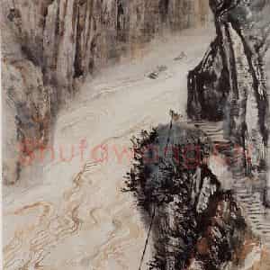 1960年 石鲁《禹门逆流》国画山水写意作品图片鉴赏