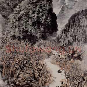 1961年 石鲁《秦岭山麓》国画山水写意作品图片鉴赏